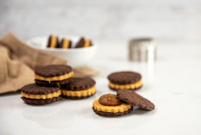 Chocolate Peanut Butter Caramel Sandwich Cookies