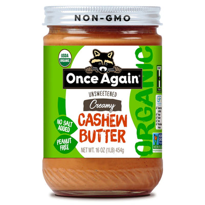 Once Again Cashew Butter 16oz Glass Jar / Each Organic Cashew Butter