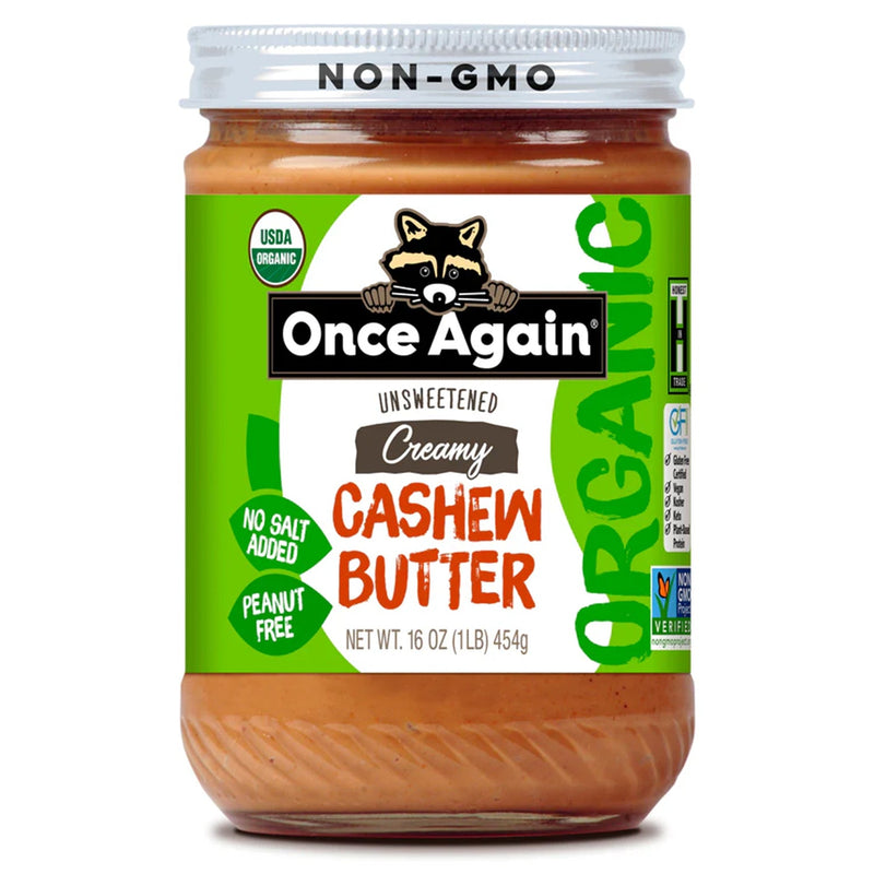 Once Again Cashew Butter 16oz Glass Jar / Each Organic Cashew Butter