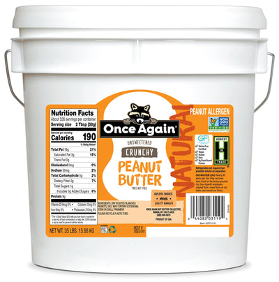 Once Again Nut Butter Peanut Butter 35 lbs Bucket / Each Crunchy Natural Peanut Butter Bucket - Lightly Salted - 35 lbs