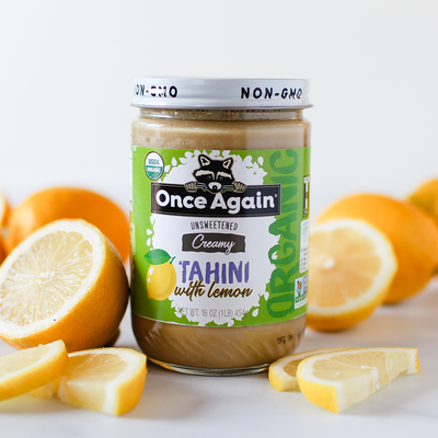 Once Again Tahini 16oz Glass Jar / Each Organic Sesame Tahini with Lemon - Salt Free, Unsweetened - 16 oz