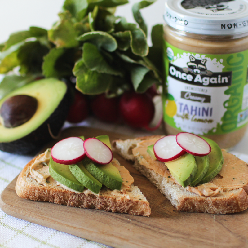 Once Again Tahini 16oz Glass Jar / Each Organic Sesame Tahini with Lemon - Salt Free, Unsweetened - 16 oz