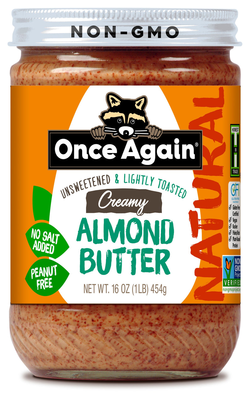 Once Again Almond Butter Natural Creamy Almond Butter, Lightly Toasted - Salt Free, Unsweetened - 16 oz