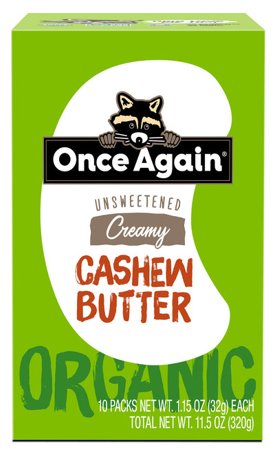 Once Again Cashew Butter 1.15oz Squeeze Pack / Box of 10 Organic Cashew Butter - Unsweetened - 1.15 oz Squeeze Packs, 10 Count