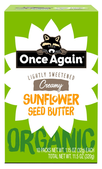 Once Again Sunflower Butter 1.15oz Squeeze Pack / Box of 10 Organic Sunflower Butter - Lightly Salted & Sweetened - Peanut Free - 1.15 oz Squeeze Packs, 10 Count